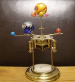 Orrery Steampunk Art Clock With Planets Of The Solar System. Stock Photo