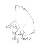 Orso e lepre adorabili del fumetto Animali felici illustrazione di stock Orso e lepre adorabili del fumetto Animali felici illustrazione di stock