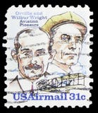 Orville and Wilbur Wright, And Flyer A, Wright Brothers Issue serie, circa 1978 royalty free stock photo Orville and Wilbur Wright, And Flyer A, Wright Brothers Issue serie, circa 1978 royalty free stock photo