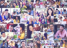 Os estudantes diversos dos povos começam acima o conceito da colagem fotos de stock Os estudantes diversos dos povos começam acima o conceito da colagem fotos de stock