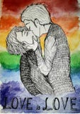 Os homossexual de LGBT que beijam o amor do beijo são amor ilustração do vetor Os homossexual de LGBT que beijam o amor do beijo são amor ilustração do vetor