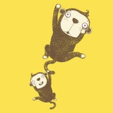 Os macacos impertinentes, os macacos do duo, o macaco engraçado, os macacos engraçados bonitos dos desenhos animados do vetor, os ilustração royalty free Os macacos impertinentes, os macacos do duo, o macaco engraçado, os macacos engraçados bonitos dos desenhos animados do vetor, os ilustração royalty free