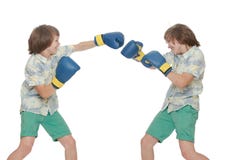 Os meninos fazem o encaixotamento fotos de stock Os meninos fazem o encaixotamento fotos de stock