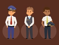 Os pilotos e a comissária de bordo vector povos dos aeromoços da aeromoça de ar do pessoal de pessoais do plano do caráter da lin ilustração royalty free Os pilotos e a comissária de bordo vector povos dos aeromoços da aeromoça de ar do pessoal de pessoais do plano do caráter da lin ilustração royalty free