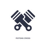 os pistões cruzam o ícone no fundo branco Ilustração simples do elemento do conceito dos mechanicons ilustração do vetor os pistões cruzam o ícone no fundo branco Ilustração simples do elemento do conceito dos mechanicons ilustração do vetor