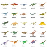 Os ícones animais do vetor do dinossauro do caráter ajustaram-se, estilo liso ilustração stock Os ícones animais do vetor do dinossauro do caráter ajustaram-se, estilo liso ilustração stock