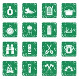 Os ícones do turismo da recreação ajustaram o grunge ilustração stock Os ícones do turismo da recreação ajustaram o grunge ilustração stock
