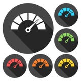 Os ícones do velocímetro ou do calibre ajustaram-se com sombra longa ilustração royalty free Os ícones do velocímetro ou do calibre ajustaram-se com sombra longa ilustração royalty free