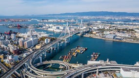 Osaka Expressway top view, Top view over the highway, expressway stock photo Osaka Expressway top view, Top view over the highway, expressway stock photo