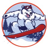 Oso polar con la snowboard ilustración del vector Oso polar con la snowboard ilustración del vector