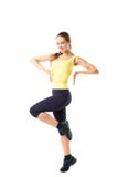 Ostente a mulher da aptidão, menina saudável nova que faz exercícios, retrato completo do comprimento foto de stock royalty free Ostente a mulher da aptidão, menina saudável nova que faz exercícios, retrato completo do comprimento foto de stock royalty free