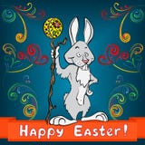 Osterhase mit Ei und Stock vektor abbildung Osterhase mit Ei und Stock vektor abbildung
