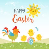 Ostern-Design von netten glücklichen Küken lizenzfreie abbildung Ostern-Design von netten glücklichen Küken lizenzfreie abbildung