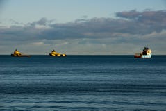 OSVs at Anchor off Aberdeen stock image OSVs at Anchor off Aberdeen stock image