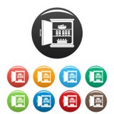 Otwarte karmowe ikony ustawiający fridge kolor ilustracji Otwarte karmowe ikony ustawiający fridge kolor ilustracji