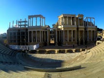 Oud Roman Theatre in Merida, Spanje royalty-vrije stock afbeeldingen Oud Roman Theatre in Merida, Spanje royalty-vrije stock afbeeldingen