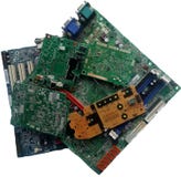 Oude elektronische kringsraad met radiocomponenten stock foto's Oude elektronische kringsraad met radiocomponenten stock foto's