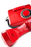 Oude en rode telefoon Stock Foto