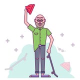 Oude hipster met skateboard vectorillustratie op de witte achtergrond Stock Foto Oude hipster met skateboard vectorillustratie op de witte achtergrond Stock Foto