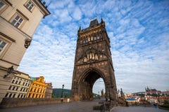 Oude Stadstoren van Charles Bridge Prague Royalty-vrije Stock Afbeeldingen Oude Stadstoren van Charles Bridge Prague Royalty-vrije Stock Afbeeldingen