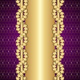 Ouro do vintage e fundo roxo com folhas do louro ilustração royalty free Ouro do vintage e fundo roxo com folhas do louro ilustração royalty free