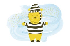 Ours somnolent de vecteur mignon dans une chemise de nuit - illustration de dessin de main de bande dessinée illustration de vecteur Ours somnolent de vecteur mignon dans une chemise de nuit - illustration de dessin de main de bande dessinée illustration de vecteur