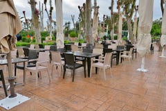Outdoor cafe in the middle of the street in Europe royalty free stock image Outdoor cafe in the middle of the street in Europe royalty free stock image