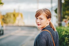 Outdoor portrait of cute preteen girl stock photo Outdoor portrait of cute preteen girl stock photo