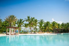 Outdoor Swimming Pool Of Luxury Hotel Resort Near Stock Photography Outdoor Swimming Pool Of Luxury Hotel Resort Near Stock Photography