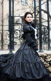 Outdoors portrait of a victorian lady in black stock photos Outdoors portrait of a victorian lady in black stock photos