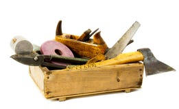 Outils de travail (hache, burin, avion et d'autres) dedans Photo stock Outils de travail (hache, burin, avion et d'autres) dedans Photo stock