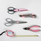 Outils pratiques féminins de rose sur un fond blanc images libres de droits Outils pratiques féminins de rose sur un fond blanc images libres de droits
