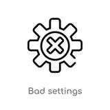 outline bad settings vector icon. isolated black simple line element illustration from user interface concept. editable vector stock illustration outline bad settings vector icon. isolated black simple line element illustration from user interface concept. editable vector stock illustration