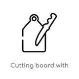 outline cutting board with knife vector icon. isolated black simple line element illustration from bistro and restaurant concept. royalty free illustration outline cutting board with knife vector icon. isolated black simple line element illustration from bistro and restaurant concept. royalty free illustration