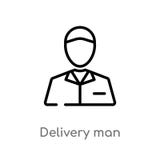 outline delivery man vector icon. isolated black simple line element illustration from delivery and logistic concept. editable stock illustration outline delivery man vector icon. isolated black simple line element illustration from delivery and logistic concept. editable stock illustration