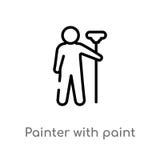 outline painter with paint roller vector icon. isolated black simple line element illustration from humans concept. editable vector illustration outline painter with paint roller vector icon. isolated black simple line element illustration from humans concept. editable vector illustration