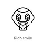 outline rich smile vector icon. isolated black simple line element illustration from commerce and shopping concept. editable vector illustration outline rich smile vector icon. isolated black simple line element illustration from commerce and shopping concept. editable vector illustration