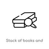 outline stack of books and magnifier vector icon. isolated black simple line element illustration from education concept. editable stock illustration outline stack of books and magnifier vector icon. isolated black simple line element illustration from education concept. editable stock illustration
