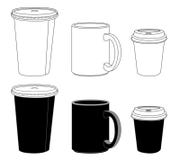 Outline template paper glass and mug