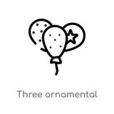 outline three ornamental balloons vector icon. isolated black simple line element illustration from party concept. editable vector vector illustration outline three ornamental balloons vector icon. isolated black simple line element illustration from party concept. editable vector vector illustration