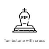 outline tombstone with cross vector icon. isolated black simple line element illustration from other concept. editable vector vector illustration outline tombstone with cross vector icon. isolated black simple line element illustration from other concept. editable vector vector illustration