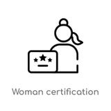 outline woman certification vector icon. isolated black simple line element illustration from seo and web concept. editable vector royalty free illustration outline woman certification vector icon. isolated black simple line element illustration from seo and web concept. editable vector royalty free illustration