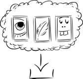 Outlined Files to Download From Cloud. Outline doodle of silly icons as files in computer server cloud ready for download vector illustration Outlined Files to Download From Cloud. Outline doodle of silly icons as files in computer server cloud ready for download vector illustration
