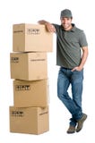 Ouvrier satisfaisant avec des cadres photographie stock Ouvrier satisfaisant avec des cadres photographie stock