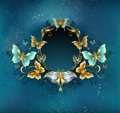 Oval banner with luxurious butterflies stock illustration Oval banner with luxurious butterflies stock illustration