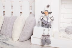 Ovejas suaves 2017 del juguete de la caja de regalo del concepto de la Navidad y del Año Nuevo imagen de archivo Ovejas suaves 2017 del juguete de la caja de regalo del concepto de la Navidad y del Año Nuevo imagen de archivo
