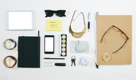Overhead of business woman accessories. royalty free stock photo Overhead of business woman accessories. royalty free stock photo