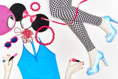 Free Overhead Outfit. Fashion Essentials Set,background Royalty Free Stock Images - 56565459