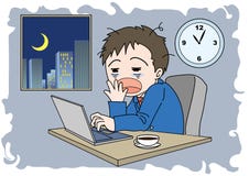 Overtime image man - sleepy vector illustration Overtime image man - sleepy vector illustration