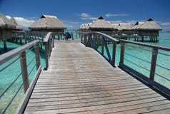 Overwater bungalowy. Moorea, Francuski Polynesia Zdjęcia Royalty Free